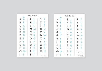 Tabulka s abecedou Comenia Script