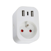 Immax NEO Smart priză de interior cu știft, tip E, 2xUSB, 1xUSB‑C, Zigbee