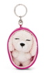 NICI 49992 breloc Sleeping Pets, pudel alb 8 cm, coș roz