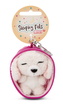 NICI 49992 breloc Sleeping Pets, pudel alb 8 cm, coș roz