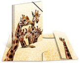 Dosar A4 cu elastic, din plastic, cu girafe, Herma