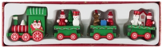 BN Pociąg świąteczny drewniany 4 wagoniki 25cm