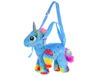 Geantă/unicorn cu aripi pluș albastru 30 cm 0m+