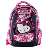 Rucsac Hello Kitty, model jeans, albastru-roz