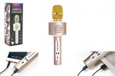 Microfon karaoke Bluetooth auriu pe baterii cu cablu USB în cutie 10x28x8,5cm