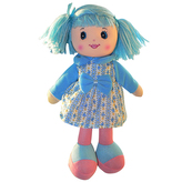 Păpușă din cârpă 30 cm - rochie albastră
