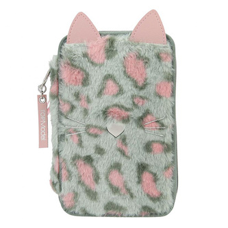 Penar cu rechizite Top Model, verde-roz, model leopard, urechi