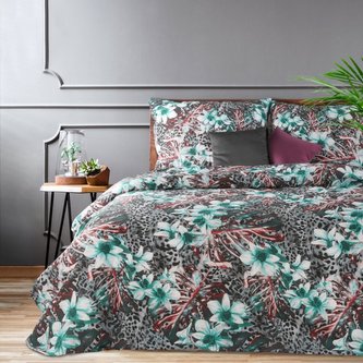 Povlečení FUSION 100% bavlna šedá/zelená 200x220 cm, 2x povlak 70x80 cm francouzské povlečení MyBestHome