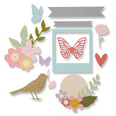 SIZZIX Thinlits șabloane metalice decupare - banner floral 27 buc