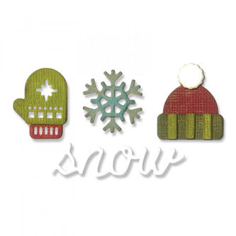 SIZZIX Thinlits șabloane metalice de tăiere 4 buc. + pungă pentru embosare - iarnă
