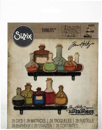 SIZZIX Thinlits șabloane metalice pentru decupare - sticle 28 buc.