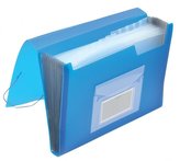 Dosar cu elastic A4, PP, albastru, 12 compartimente