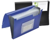 Mapă cu elastic A4 PP neagră, 12 compartimente