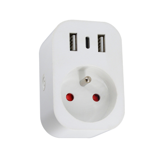 Immax NEO LITE Smart priză de perete de interior cu știft, tip E, 2xUSB, 1xUSB C, WiFi
