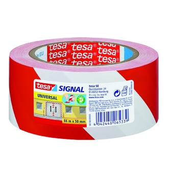 Bandă de avertizare PP 50 mm x 66 m roșu-alb autoadezivă TESA