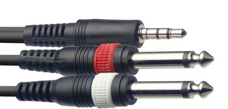 Stagg SYC3/MPS2P E, cablu mini stereo JACK/2x JACK, 3 m
