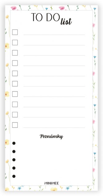 Blocnotes de rupere - TO DO LIST 90x180mm - flori de câmp