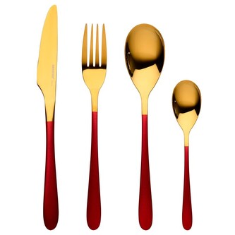 Set tacâmuri inox 16 buc Lisboa roșu