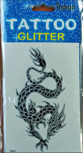 Tatuaj dragon negru‑argintiu