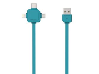 Cablu ALLOCACOC USB/Micro USB/USB C-TYPE/Lightning albastru